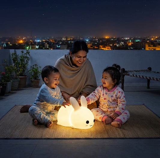 Cute Rabbit LED Night Light | Dimmable Silicone Baby Lamp | USB Rechargeable Kids Gift | Nursery Bedside Companion