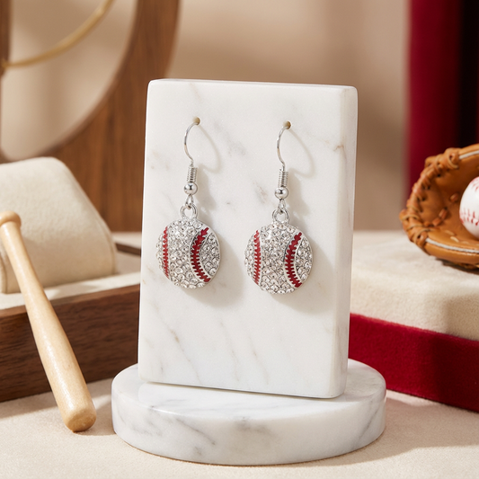 Men & Women | Dazzling Rhinestone Baseball Drop Earrings – European/American Style Jewelry UAE