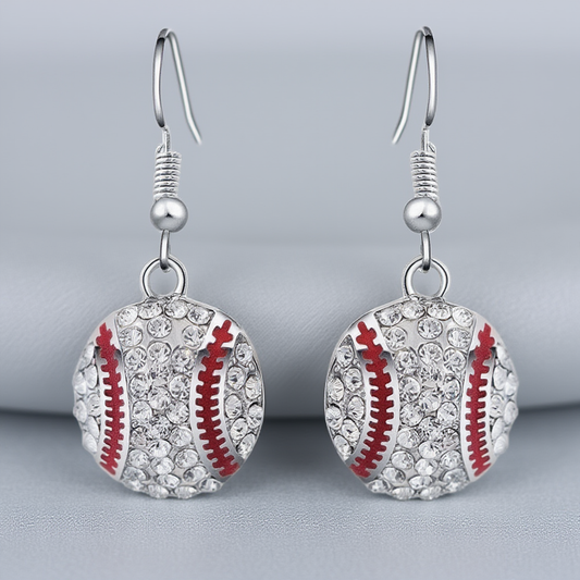 Men & Women | Dazzling Rhinestone Baseball Drop Earrings – European/American Style Jewelry UAE