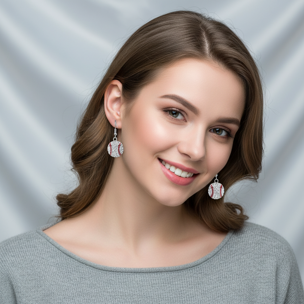 Men & Women | Dazzling Rhinestone Baseball Drop Earrings – European/American Style Jewelry UAE