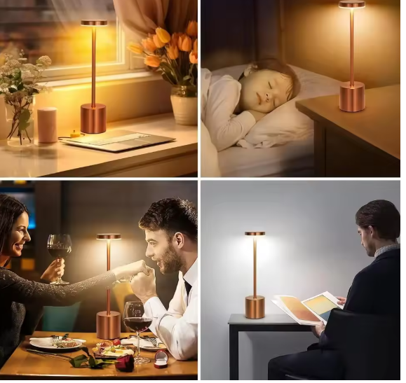 Luxury Gold Touch Lamp | Rechargeable LED Table Lamp for Home & Cafe in UAE
